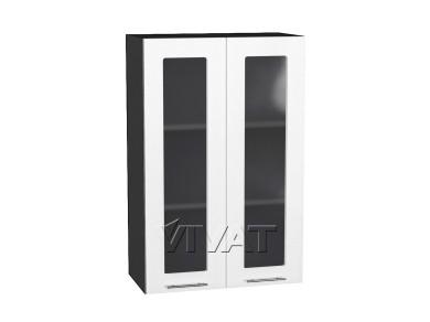 Шкаф верхний со стеклом Валерия-М 600Н Белый металлик / Graphite