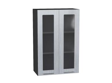 Шкаф верхний со стеклом Валерия-М 600Н Серый металлик дождь светлый / Graphite
