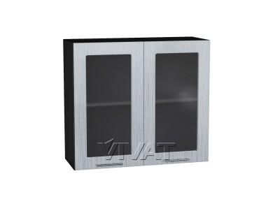 Шкаф верхний со стеклом Валерия-М 800/G Серый металлик дождь светлый