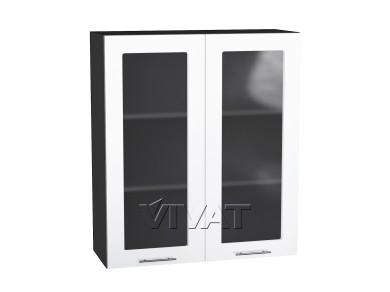 Шкаф верхний со стеклом Валерия-М 800Н Белый глянец / Graphite
