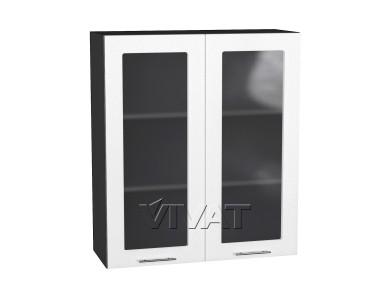 Шкаф верхний со стеклом Валерия-М 800Н Белый металлик / Graphite