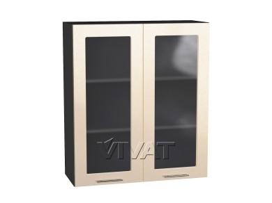 Шкаф верхний со стеклом Валерия-М 800Н/G Бежевый металлик