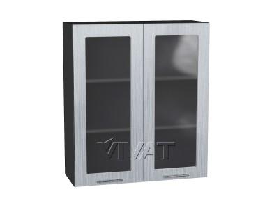 Шкаф верхний со стеклом Валерия-М 800Н Серый металлик дождь светлый / Graphite