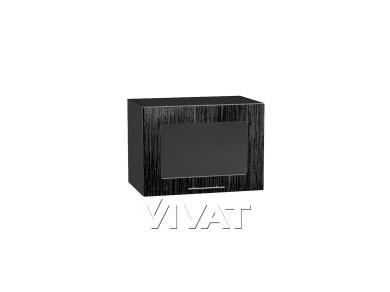 Шкаф верхний горизонтальный со стеклом Валерия-М 500 Чёрный металлик дождь / Graphite