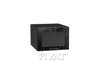 Шкаф верхний горизонтальный с увеличенной глубиной со стеклом Валерия-М 510 Чёрный металлик дождь / Graphite
