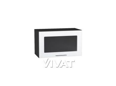 Шкаф верхний горизонтальный со стеклом Валерия-М 600 Белый металлик / Graphite