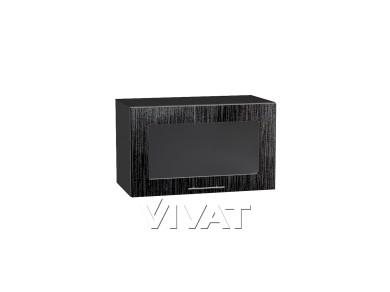 Шкаф верхний горизонтальный со стеклом Валерия-М 600 Чёрный металлик дождь / Graphite