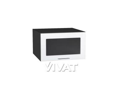 Шкаф верхний горизонтальный с увеличенной глубиной со стеклом Валерия-М 610 Белый металлик / Graphite