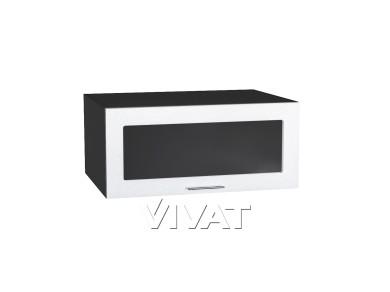 Шкаф верхний горизонтальный с увеличенной глубиной со стеклом Валерия-М 810 Белый металлик / Graphite