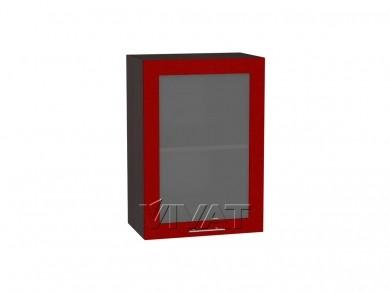 Шкаф верхний со стеклом Валерия-М 500 Гранатовый металлик / Graphite