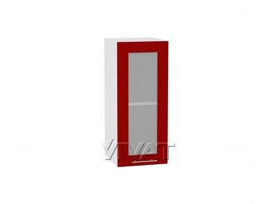Шкаф верхний со стеклом Валерия-М 300 Гранатовый металлик / Белый