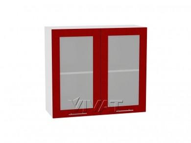 Шкаф верхний со стеклом Валерия-М 800/Б Гранатовый металлик