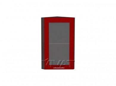 Шкаф верхний торцевой со стеклом Валерия-М 300 Гранатовый металлик / Венге