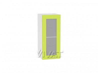 Шкаф верхний со стеклом Валерия-М 300Н Лайм глянец / Белый