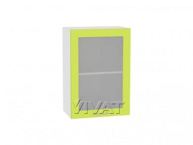 Шкаф верхний со стеклом Валерия-М 500 Лайм глянец / Белый