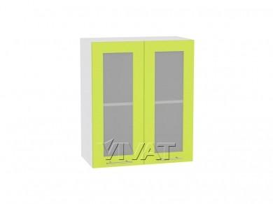 Шкаф верхний со стеклом Валерия-М 600 Лайм глянец / Белый