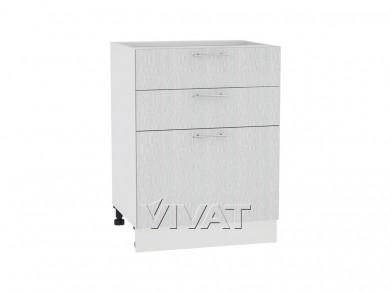 Шкаф нижний с 3-мя ящиками Валерия-М 600 Серый металлик дождь светлый / Белый