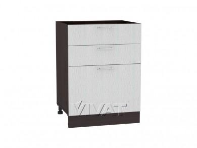 Шкаф нижний с 3-мя ящиками Валерия-М 600 Серый металлик дождь светлый / Graphite