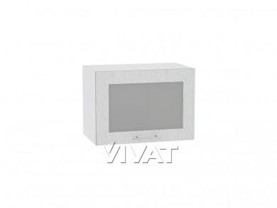 Шкаф верхний горизонтальный со стеклом Валерия-М 500 Серый металлик дождь светлый / Белый