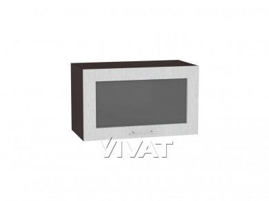 Шкаф верхний горизонтальный с увеличенной глубиной со стеклом Валерия-М 610 Серый металлик дождь светлый / Венге
