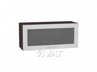 Шкаф верхний горизонтальный со стеклом Валерия-М 800 Серый металлик дождь светлый / Graphite