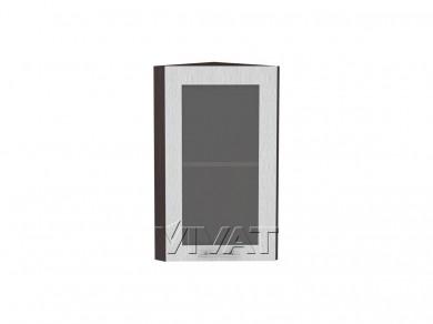 Шкаф верхний торцевой со стеклом Валерия-М 300 Серый металлик дождь светлый / Белый