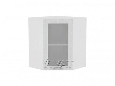Шкаф верхний угловой со стеклом Валерия-М 590/Б Серый металлик дождь светлый