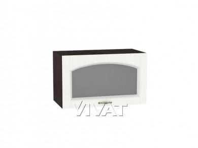 Шкаф верхний горизонтальный с увеличенной глубиной со стеклом Верона 610 Ясень золото / Венге