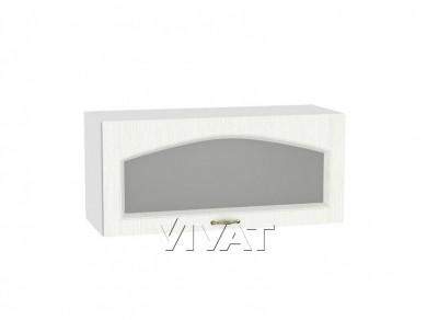 Шкаф верхний горизонтальный с увеличенной глубиной со стеклом Верона 810 Ясень золото / Белый