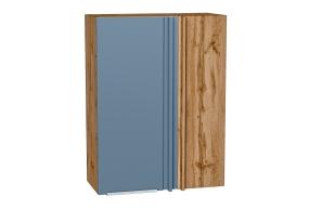 Шкаф верхний прямой угловой Фьюжн 700Н Silky Blue / Дуб Вотан