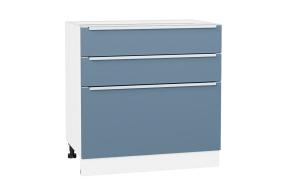Шкаф нижний с 3-мя ящиками Фьюжн 800 Silky Blue / Белый