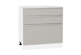 Шкаф нижний с 3-мя ящиками Фьюжн 800 Silky Light Grey / Белый
