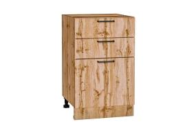 Шкаф нижний с 3-мя ящиками Флэт 500 Wotan Oak 2S / Дуб Вотан