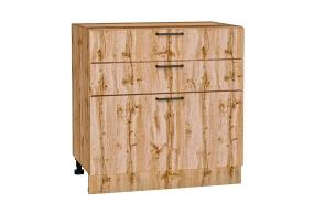 Шкаф нижний с 3-мя ящиками Флэт 800 Wotan Oak 2S / Дуб Вотан
