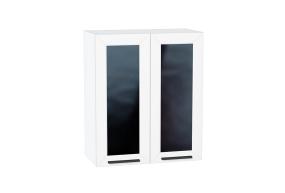 Шкаф верхний со стеклом Глетчер 600 Айленд Силк / Белый