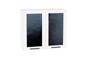 Шкаф верхний со стеклом Глетчер 800 Айленд Силк / Белый