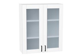 Шкаф верхний со стеклом Лофт 800Н Super White / Белый