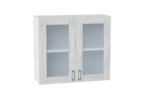 Шкаф верхний со стеклом Лофт 800 Nordic Oak / Белый