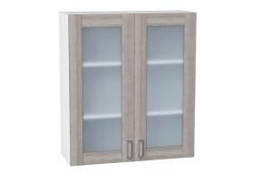 Шкаф верхний со стеклом Лофт 800Н Cappuccino Veralinga / Белый