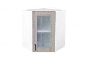 Шкаф верхний угловой со стеклом Лофт 590 Cappuccino Veralinga / Белый