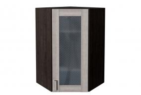 Шкаф верхний угловой со стеклом Лофт 590Н Cappuccino Veralinga / Graphite