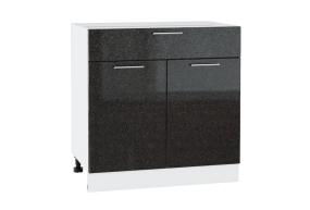 Шкаф нижний с 1 ящиком Валерия-М 800 Чёрный металлик / Белый