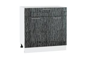 Шкаф нижний с 1 ящиком Валерия-М 800 Чёрный металлик дождь / Белый