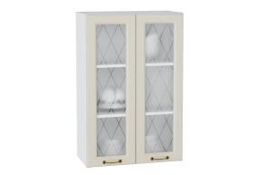 Шкаф верхний со стеклом Ницца 600Н Агат / Белый