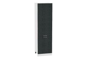 Шкаф пенал Валерия-М 600Н (для верхних шкафов 920) Чёрный металлик дождь / Белый