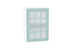Шкаф верхний со стеклом Прованс 500 Голубой / Белый
