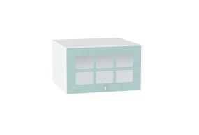 Шкаф верхний горизонтальный с увеличенной глубиной со стеклом Прованс 610 Голубой / Белый