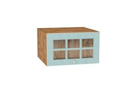 Шкаф верхний горизонтальный с увеличенной глубиной со стеклом Прованс 610 Голубой / Дуб Вотан