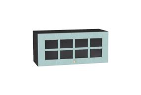 Шкаф верхний горизонтальный со стеклом Прованс 800 Голубой / Graphite