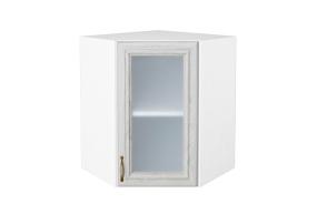 Шкаф верхний угловой со стеклом Шале 590 White Dreamline / Белый